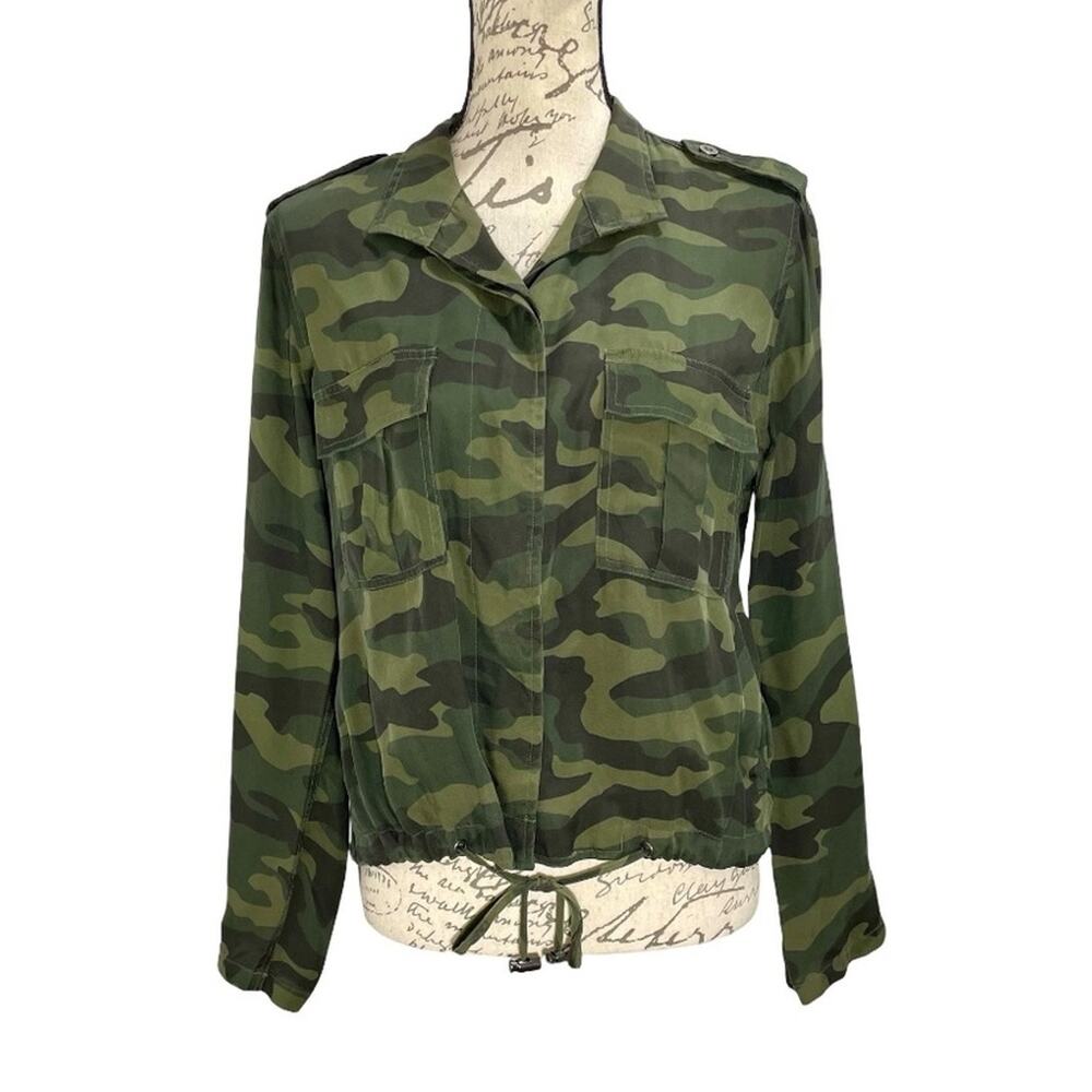 Rails Camo Boxy Jacket Women's Rowen Green Oversized Utility Buttoned XS